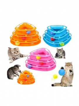 3farger Funny Cat Toy Tower With Baller Platespiller Ball Kitty Plast Play Interactive