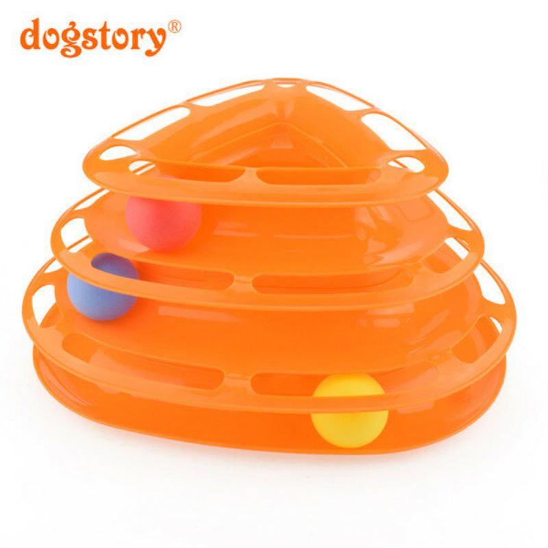 3farger Funny Cat Toy Tower With Baller Platespiller Ball Kitty Plast Play Interactive