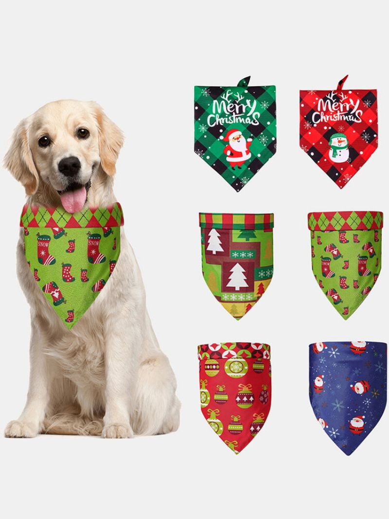 6 Stk Christmas Pet Trekant Skjerf Pet Spytt Håndkle Dobbeltsidig Hunde Bandana Dyreutstyr