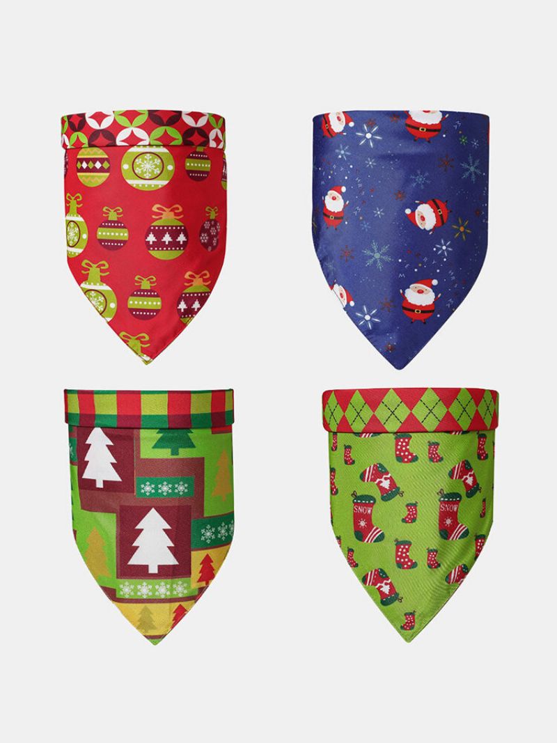 6 Stk Christmas Pet Trekant Skjerf Pet Spytt Håndkle Dobbeltsidig Hunde Bandana Dyreutstyr