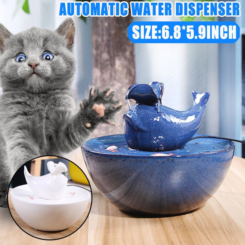 Cat Keramisk Vanndispenser Automatisk Sirkulasjon Live Water Kjæledyr Intelligent Vannfôring Artefakt Cat Supplies