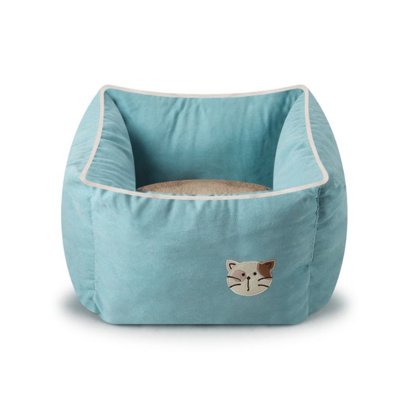 Cat Warm Deep Sleeping Bed Myk Sofa Cat Nest Lounge Med Semsket Skinn Og Berberfleece