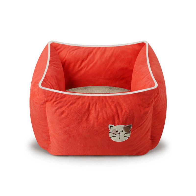 Cat Warm Deep Sleeping Bed Myk Sofa Cat Nest Lounge Med Semsket Skinn Og Berberfleece