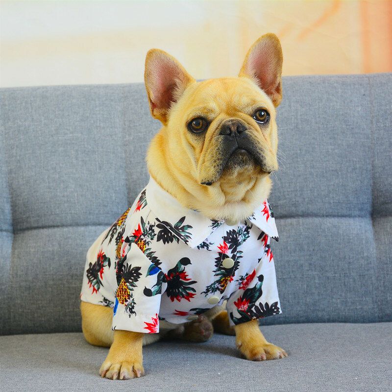 Hawaiian Pet Clothes Plant Flower Pet Shirt Pring Og Sommer Slitasje Tynne Hunde Katteskjorter