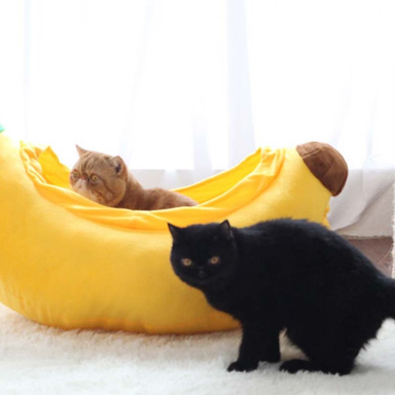 Høykvalitets Xinjiang Cotton Cat Nest Cute Banana Shape Pet House Med Vakker Kurve