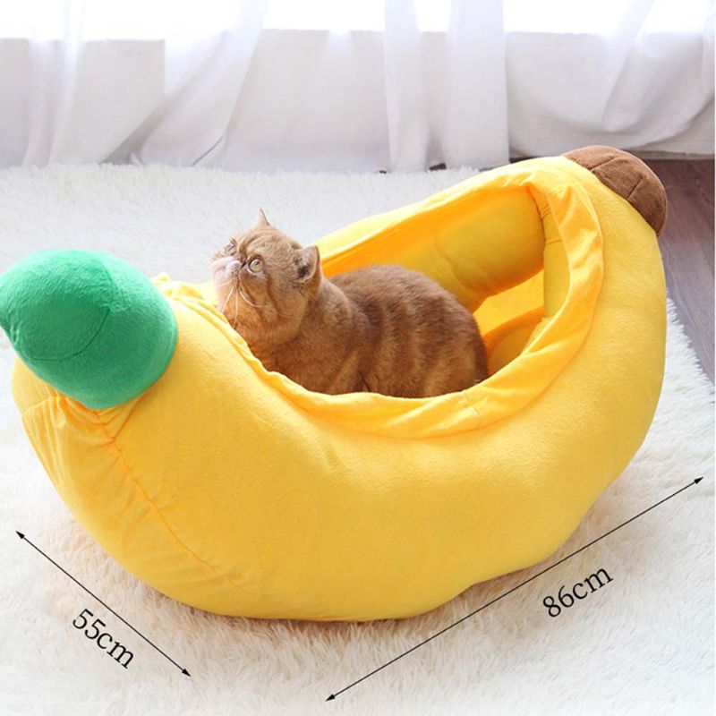 Høykvalitets Xinjiang Cotton Cat Nest Cute Banana Shape Pet House Med Vakker Kurve