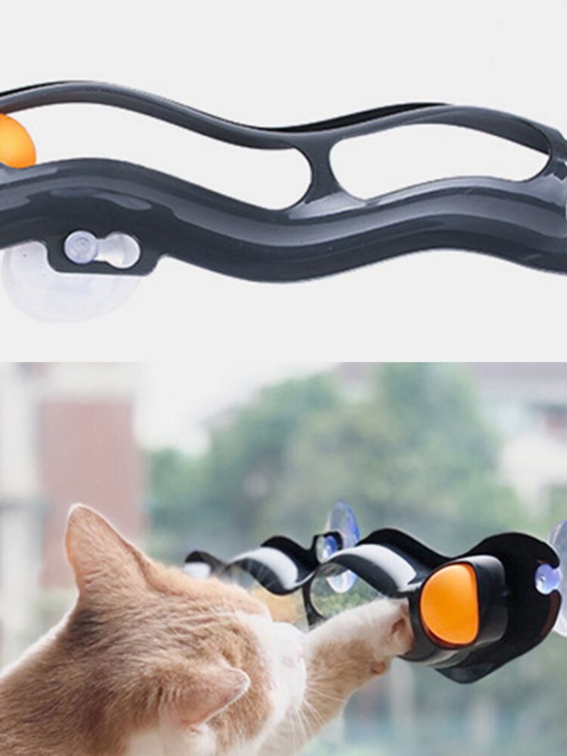 Pet Sucker Rail Ball Leketøy Adsorpsjon Glass Vinduskarm Sugekopp Orbital Cat Toy