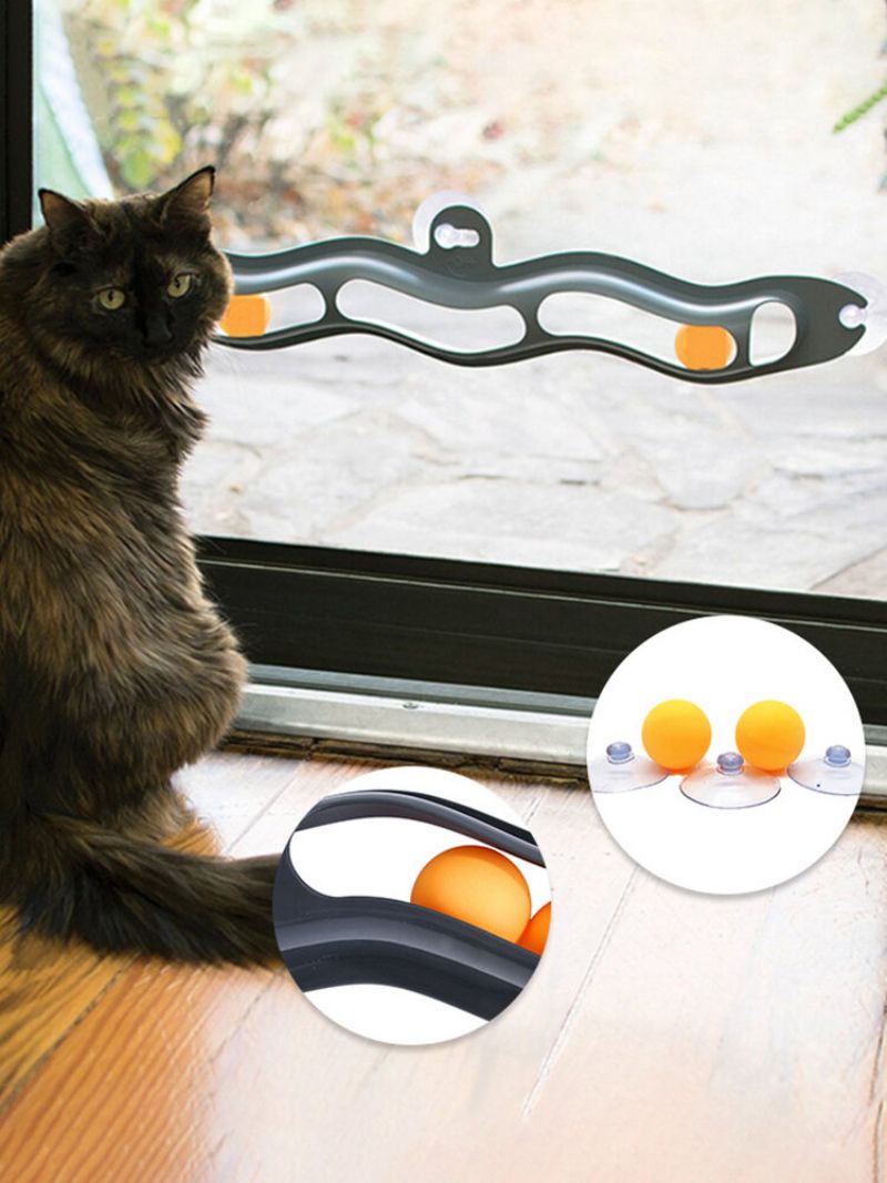 Pet Sucker Rail Ball Leketøy Adsorpsjon Glass Vinduskarm Sugekopp Orbital Cat Toy