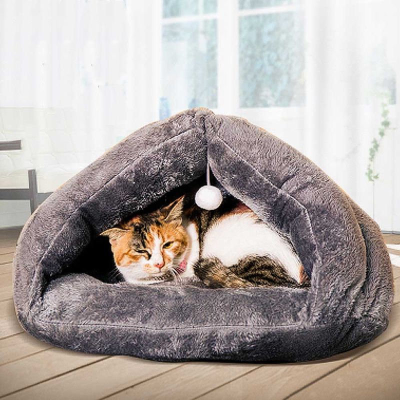 Plysj Triangle Cat Nest Bed Hold Warm Cat Nesting Dolls Luxury Cotton Kitty