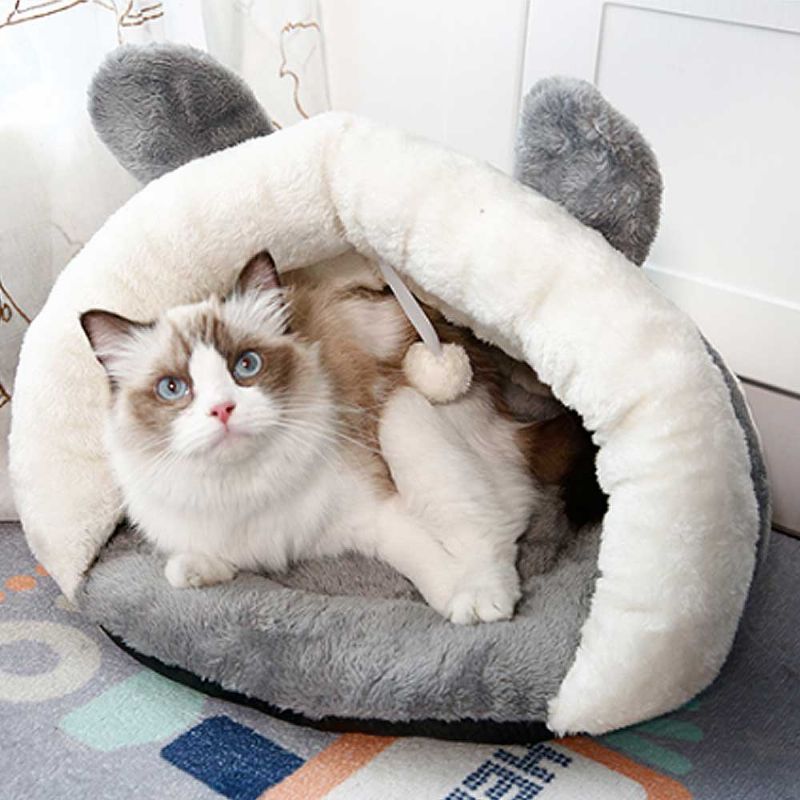 Plysj Triangle Cat Nest Bed Hold Warm Cat Nesting Dolls Luxury Cotton Kitty