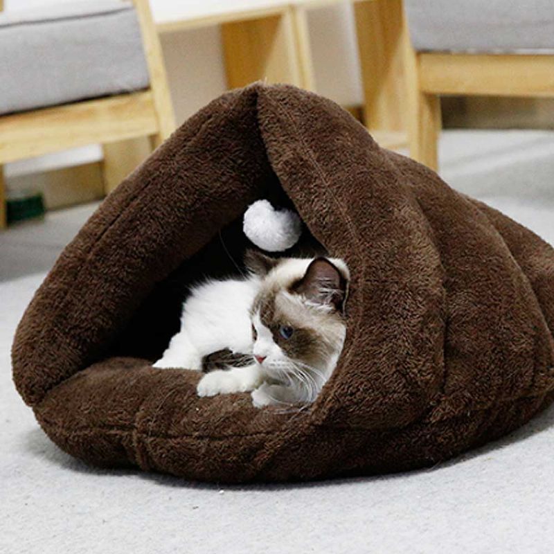 Plysj Triangle Cat Nest Bed Hold Warm Cat Nesting Dolls Luxury Cotton Kitty