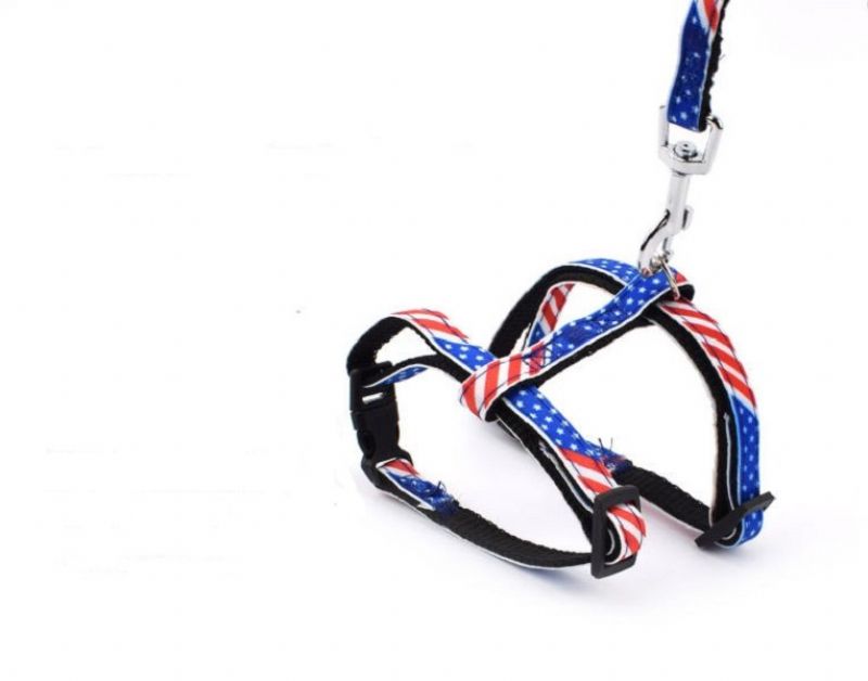 Tegneserieutskrift Cat Leash Nylon Materiale I-word Back Cat Rope Bryststropp Dyreutstyr