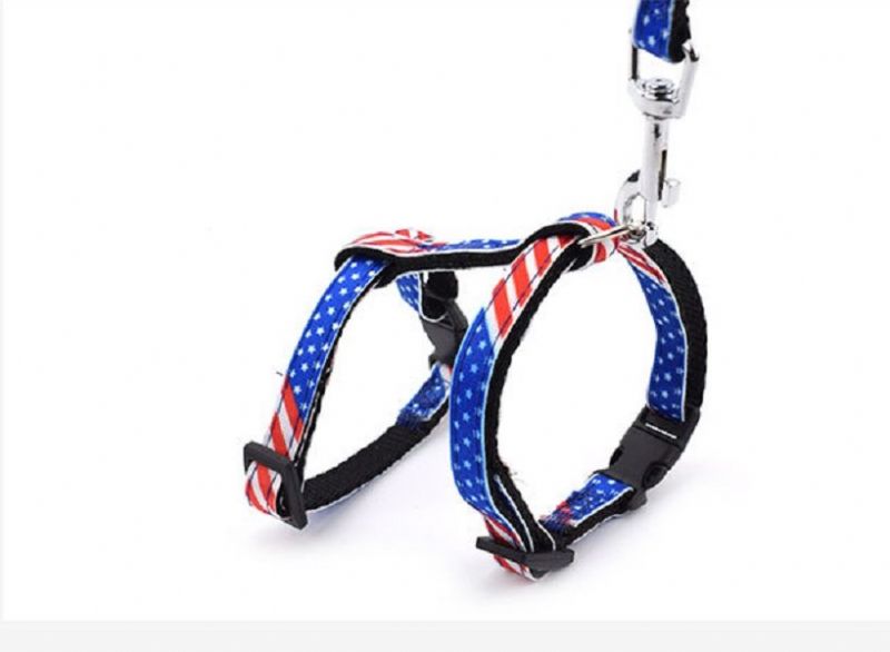 Tegneserieutskrift Cat Leash Nylon Materiale I-word Back Cat Rope Bryststropp Dyreutstyr