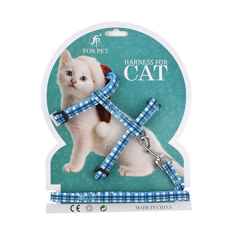 Tegneserieutskrift Cat Leash Nylon Materiale I-word Back Cat Rope Bryststropp Dyreutstyr