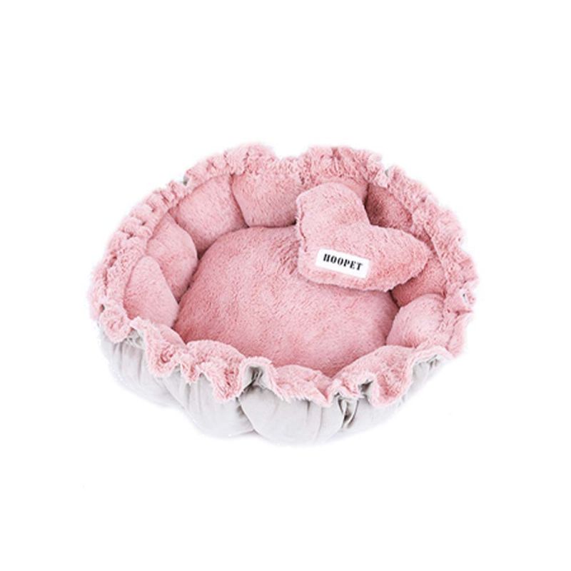 Vakker Blomsterform Kattereir Selected Fluff Pink Rund Nest Med Bjelkedesign Med Snøring