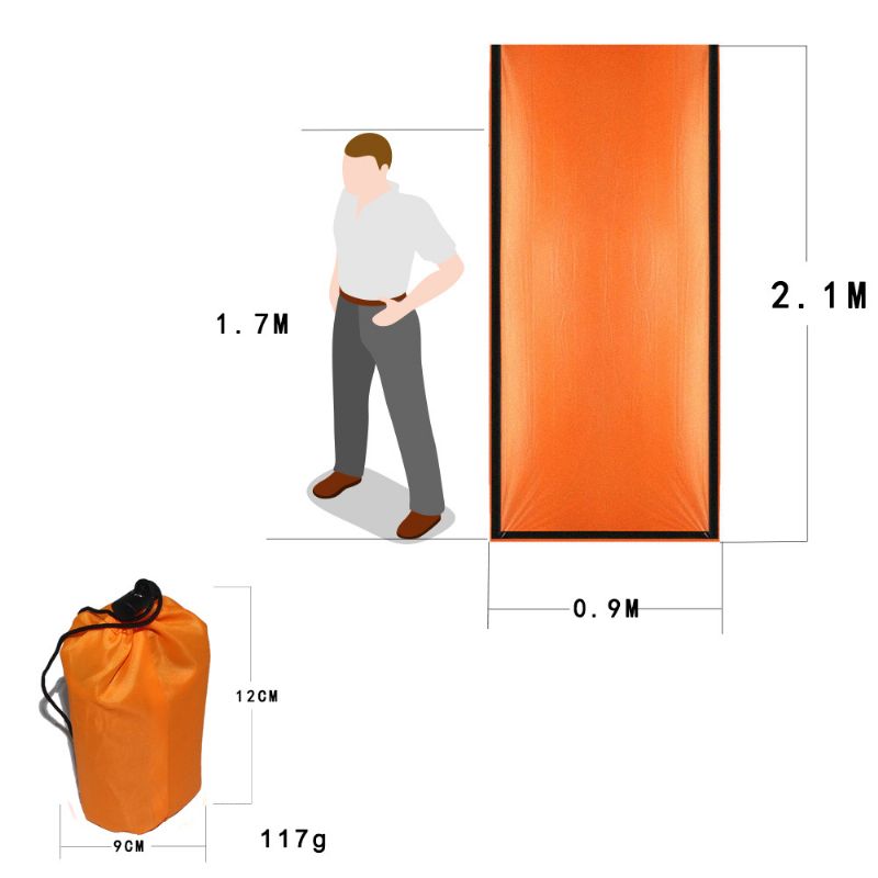 Emergency Sovepose Survival Pe Aluminiumsfilm Lett Vanntett Termisk Bivvy Bag Nødteppe Bushcraft For Utendørs Camping Og Fotturer