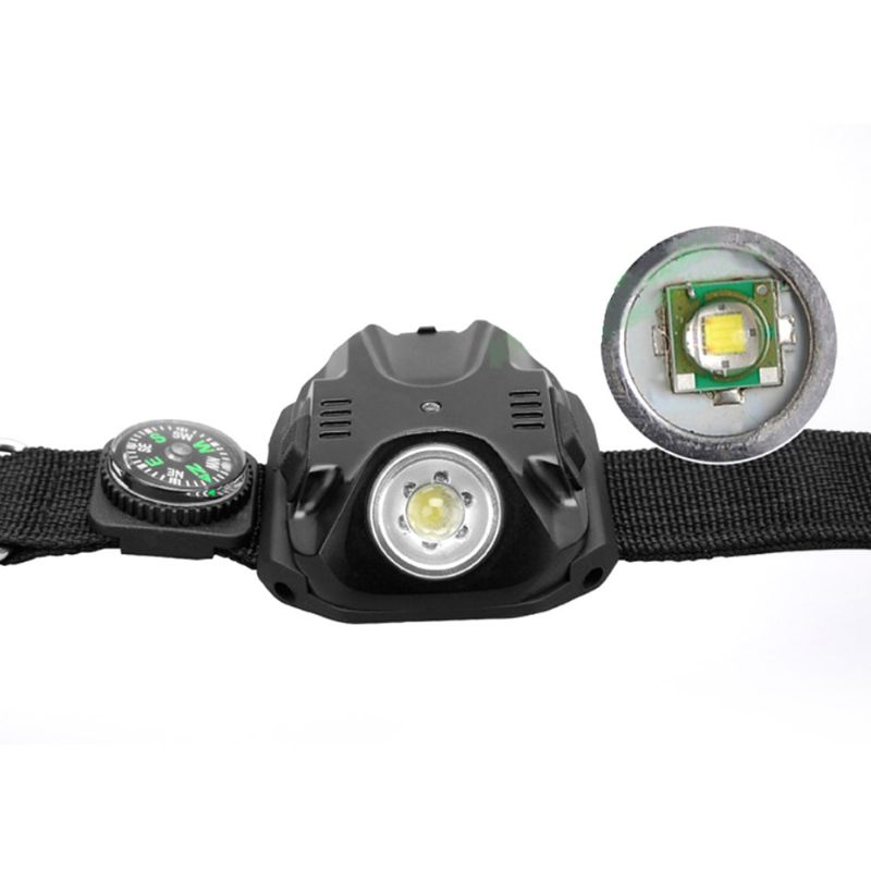 Led Håndleddslys For Utendørs Løping Camping Håndlommelykt Med Kompass Strømindikator Armbåndslys