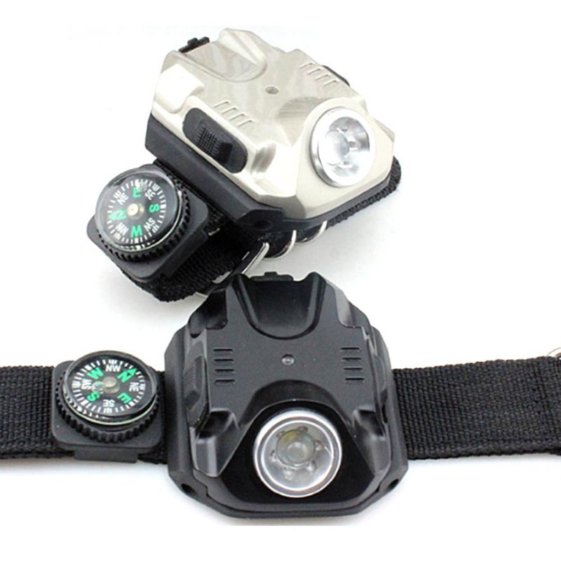 Led Håndleddslys For Utendørs Løping Camping Håndlommelykt Med Kompass Strømindikator Armbåndslys