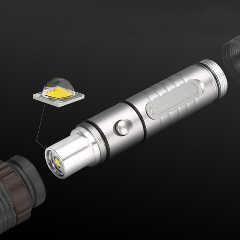 Led Utendørs Selvforsvar Blending High Power Belysning Lommelykt Lithium Batteri Lading Roterende Zoom Knust Vindu