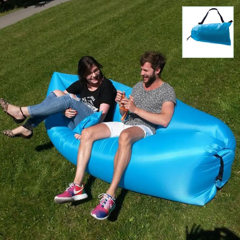 Oppblåsbar Sofa Strandcamping Soveluftsofa Lett Bærbar Sammenleggbar Lazy Solseng For Reise Piknik Utendørs 200x70cm