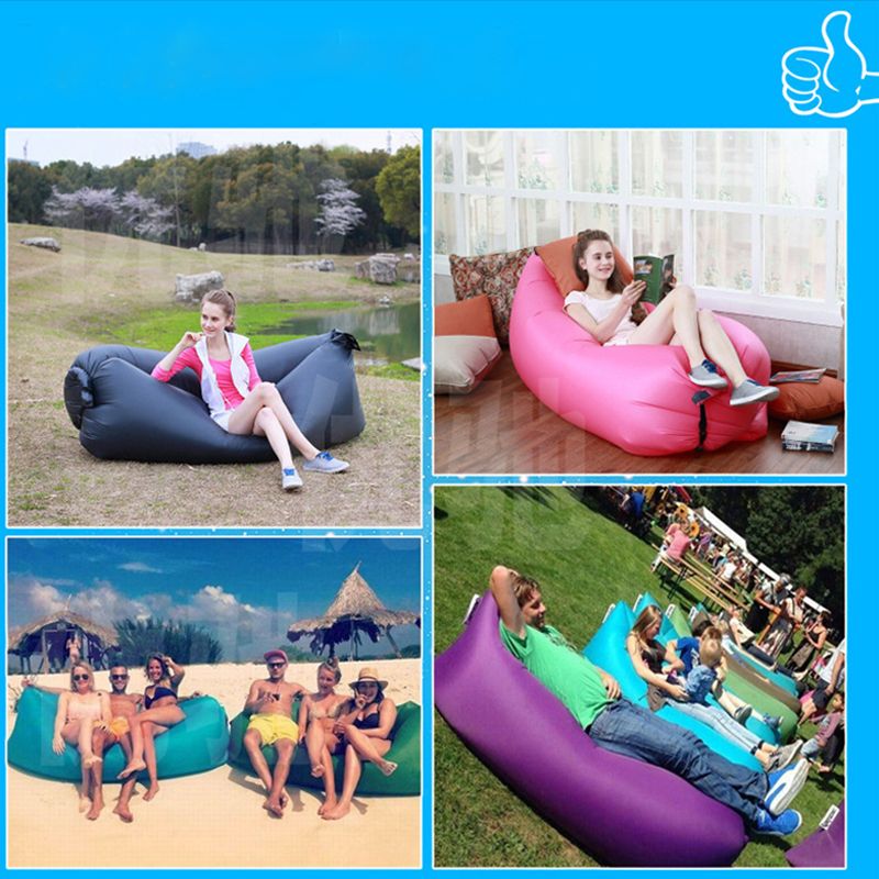 Oppblåsbar Sofa Strandcamping Soveluftsofa Lett Bærbar Sammenleggbar Lazy Solseng For Reise Piknik Utendørs 200x70cm