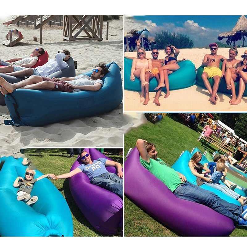 Oppblåsbar Sofa Strandcamping Soveluftsofa Lett Bærbar Sammenleggbar Lazy Solseng For Reise Piknik Utendørs 200x70cm