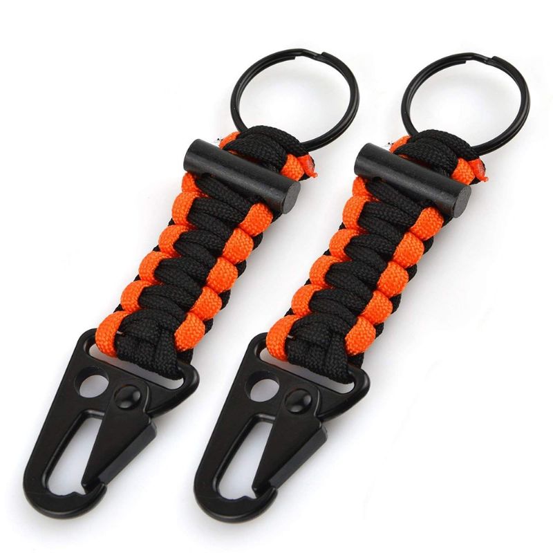 Paracord Carabiner Survival Keychain Firestarter 2 Pakke Med Utendørsutstyr For Fotturer Camping Jakt Fiske