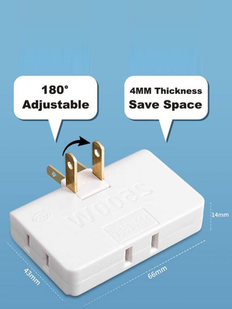1 Pc Flammehemmende Skall 180 Grader Roterende Ultratynn 2500w Høyeffekt Flerfunksjons Pluggkonverter