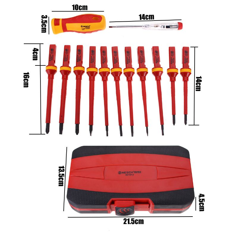 13 Stk 1000v Elektronisk Isolert Skrutrekker Kryss-/spor-/torx-hodeboltetrekker For Elektrikervedlikehold