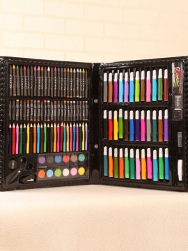 150 Stk Barn Skole Farge Blyant Kunst Sett Tegne Male Verktøy Crayon Akvarell Gaveeske Pakke