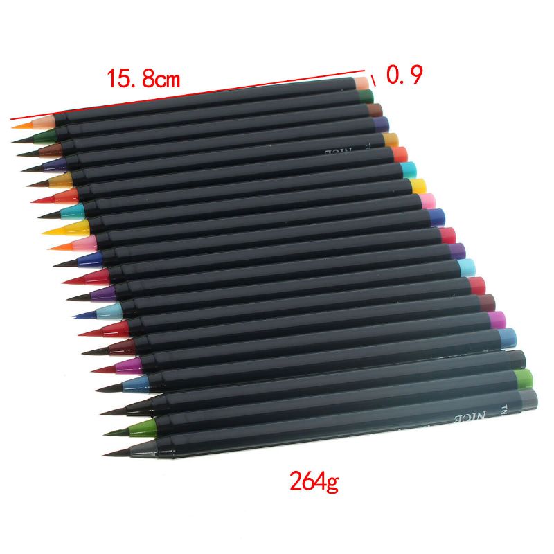 20 Fargesett Skrivebørste Myk Pen Vannfarge Art Marker Pen For Coloring Books Manga Comic