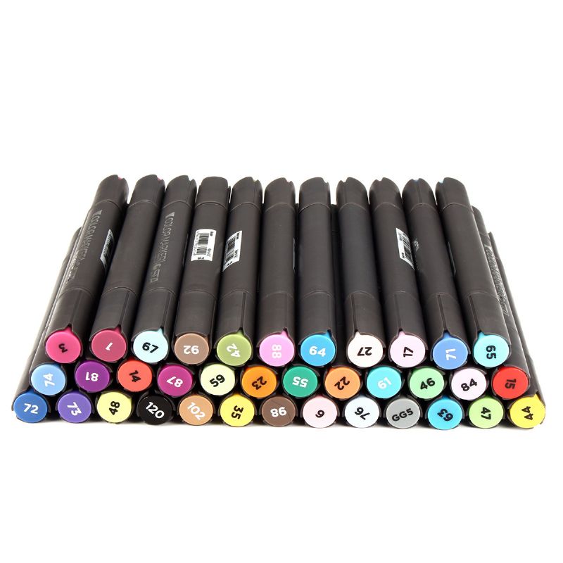 36 Farger Twin Tip Alcohol Marker Pen Premium Broad Sketch Grafisk Kunstmaling