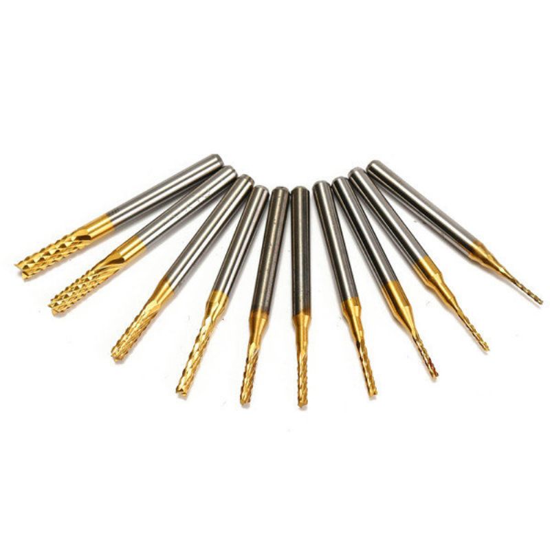 Drillpro Db-m1 10 Stk 0.8-3 mm Titanbelagt Graveringsfres Hardmetallbits