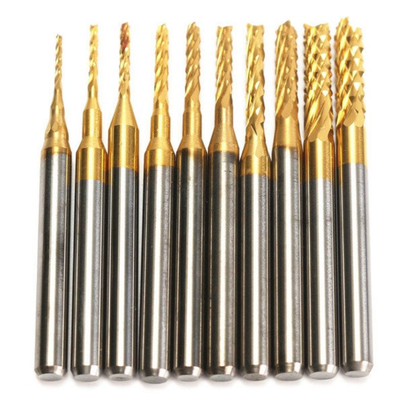 Drillpro Db-m1 10 Stk 0.8-3 mm Titanbelagt Graveringsfres Hardmetallbits