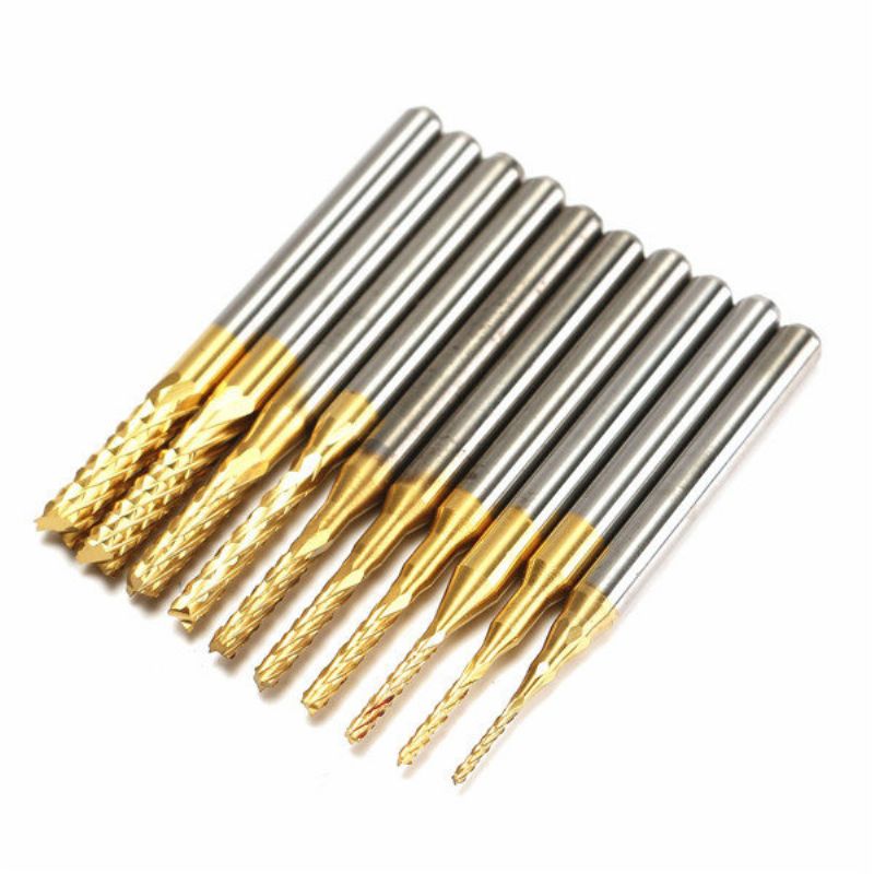 Drillpro Db-m1 10 Stk 0.8-3 mm Titanbelagt Graveringsfres Hardmetallbits