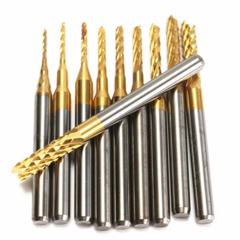 Drillpro Db-m1 10 Stk 0.8-3 mm Titanbelagt Graveringsfres Hardmetallbits