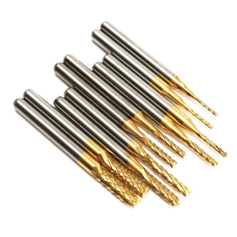 Drillpro Db-m1 10 Stk 0.8-3 mm Titanbelagt Graveringsfres Hardmetallbits