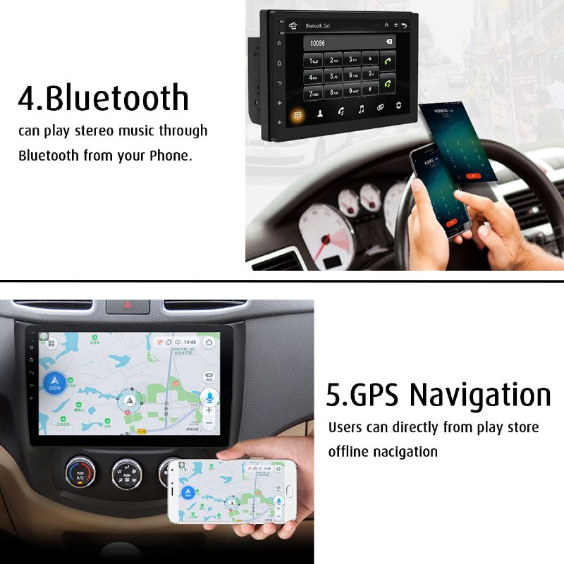 Imars 7 Inch 2 Din For Android 8.0 Bilstereoradio Mp5-spiller 2.5d-skjerm Gps Wifi Bluetooth Fm Med Bakkamera