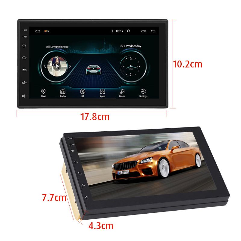 Imars 7 Inch 2 Din For Android 8.0 Bilstereoradio Mp5-spiller 2.5d-skjerm Gps Wifi Bluetooth Fm Med Bakkamera