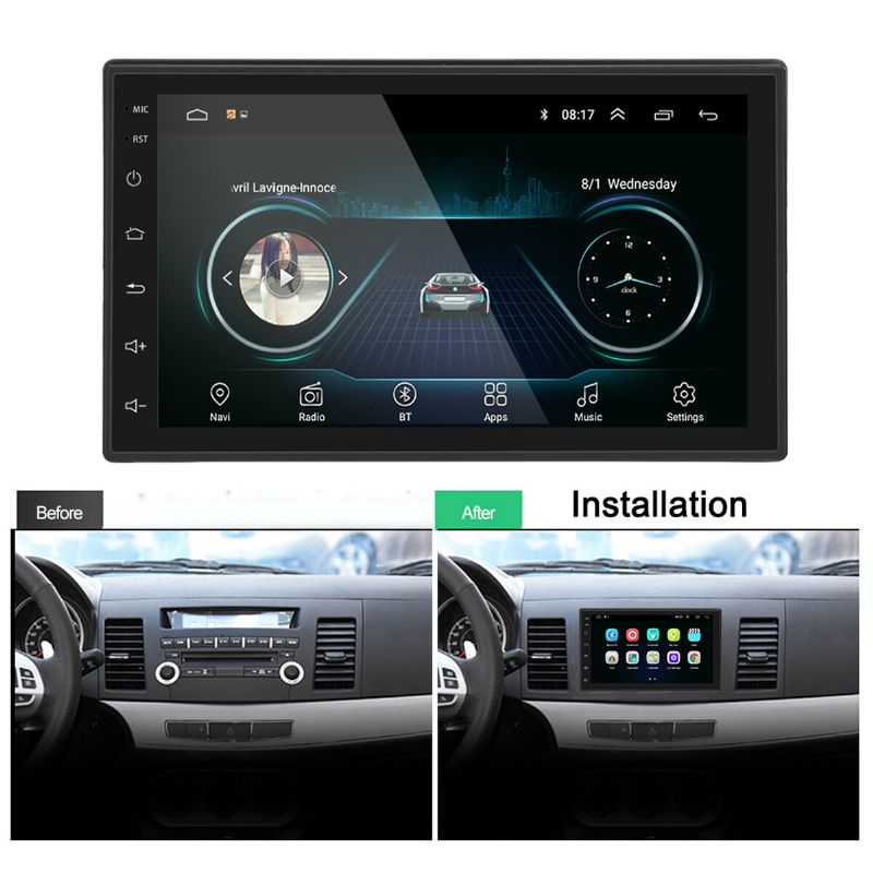 Imars 7 Inch 2 Din For Android 8.0 Bilstereoradio Mp5-spiller 2.5d-skjerm Gps Wifi Bluetooth Fm Med Bakkamera