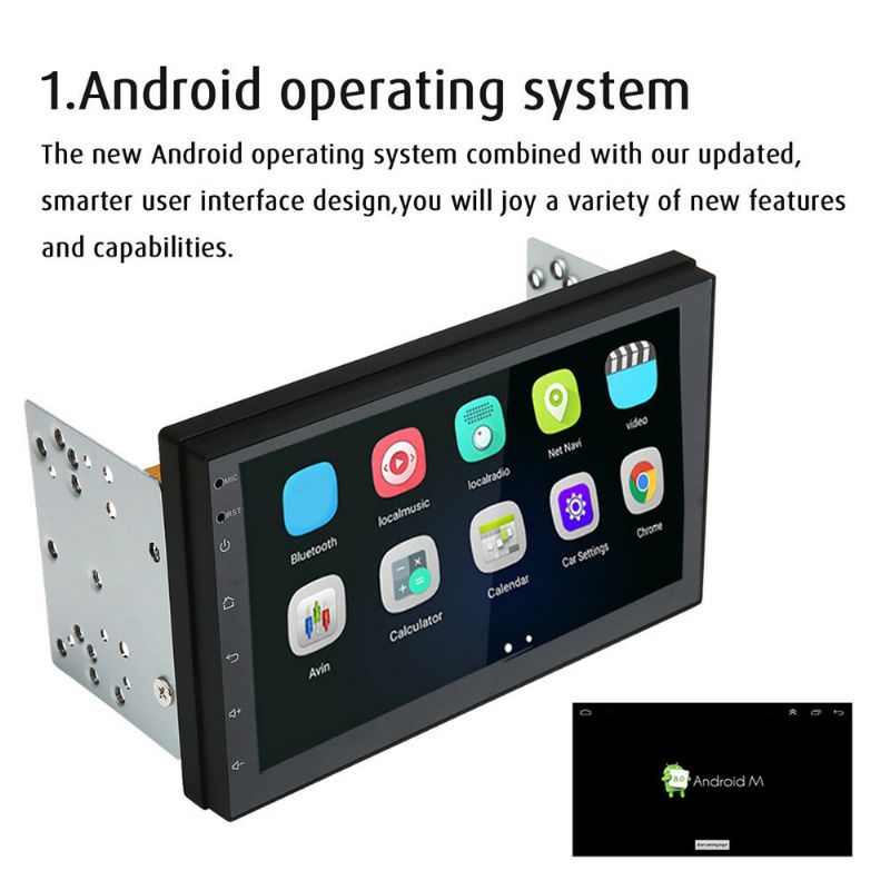 Imars 7 Inch 2 Din For Android 8.0 Bilstereoradio Mp5-spiller 2.5d-skjerm Gps Wifi Bluetooth Fm Med Bakkamera