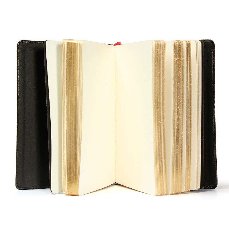 Klassisk Retro Skinnomslag Golden Edge Notebook Journal Dagbok Skissebok Tykke Tomme Sider