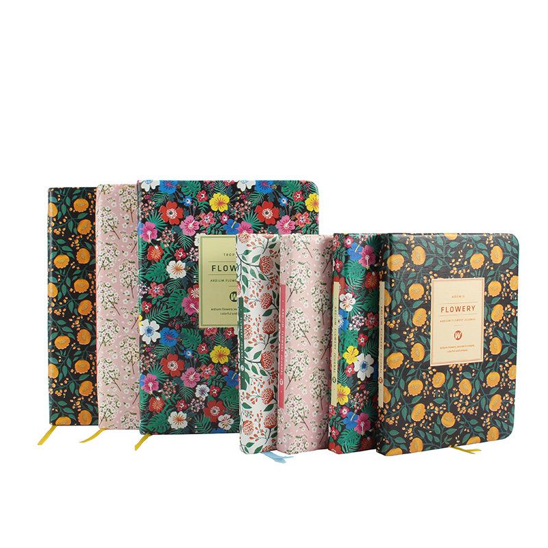 Koreansk Søt Pu-skinndeksel Floral Flower Timeplanbok Dagsplanlegger Organizer Notebook