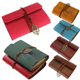 Mykt Omslag Vintage Leaf Leather Blank Kraft Travel Journal Notebook Dagbok Planner Notisblokk Barnegaver