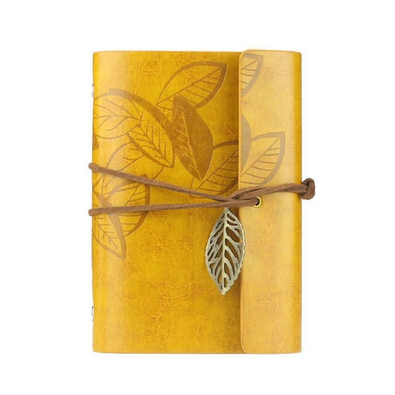 Mykt Omslag Vintage Leaf Leather Blank Kraft Travel Journal Notebook Dagbok Planner Notisblokk Barnegaver