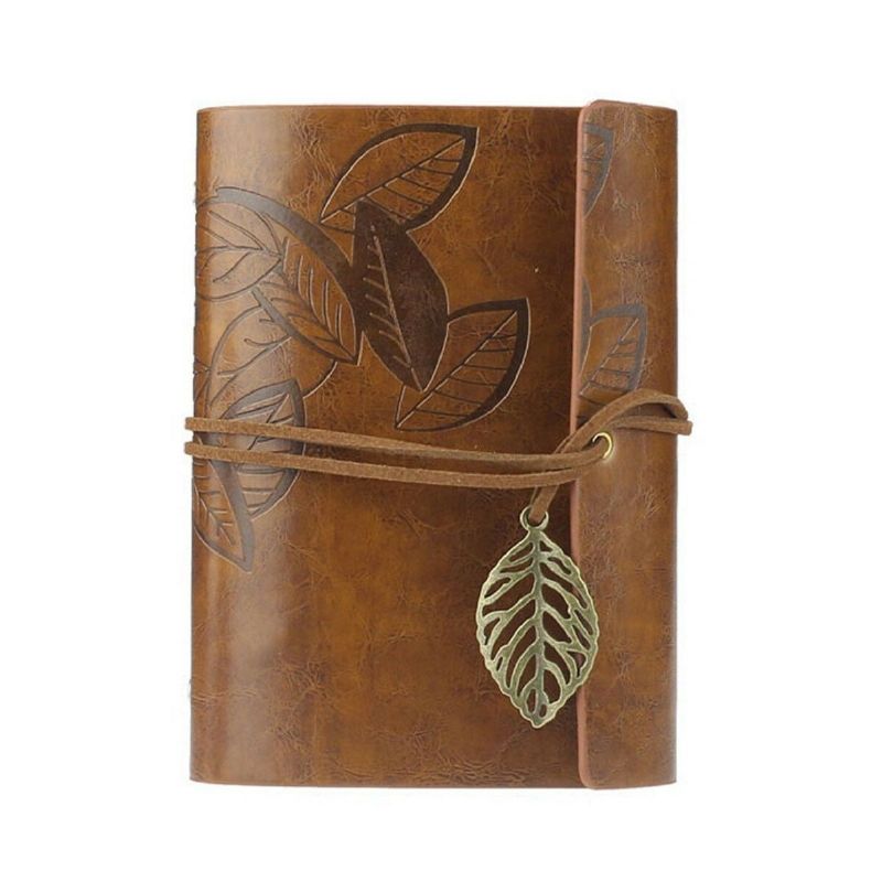 Mykt Omslag Vintage Leaf Leather Blank Kraft Travel Journal Notebook Dagbok Planner Notisblokk Barnegaver