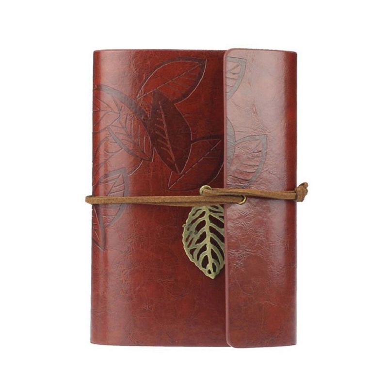 Mykt Omslag Vintage Leaf Leather Blank Kraft Travel Journal Notebook Dagbok Planner Notisblokk Barnegaver