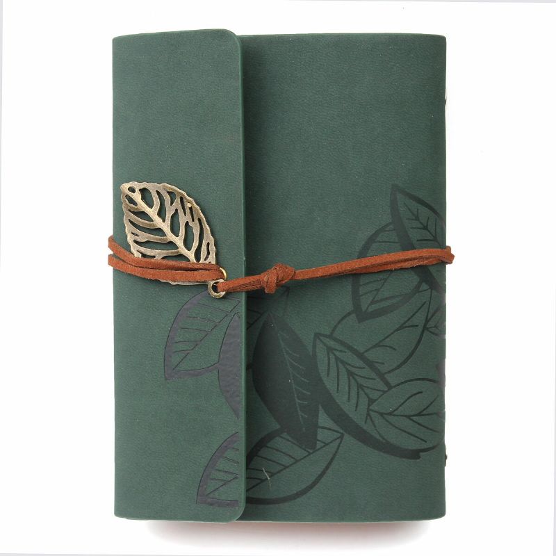 Mykt Omslag Vintage Leaf Leather Blank Kraft Travel Journal Notebook Dagbok Planner Notisblokk Barnegaver