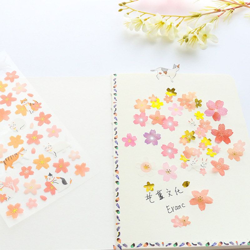 Romantiske Cherry Blossoms Diy-klistremerker Dekorativ Scrapbooking Dagbok Album Stick Label Dekor Craft