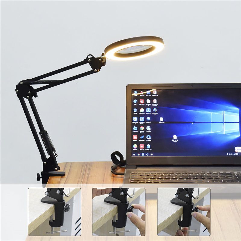 Usb Led-forstørrelsesglass 3 Farger Opplyst Forstørrelsesglass Lampe Lupp Lesing/omarbeiding/lodding